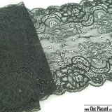 Army green floral stretch lace