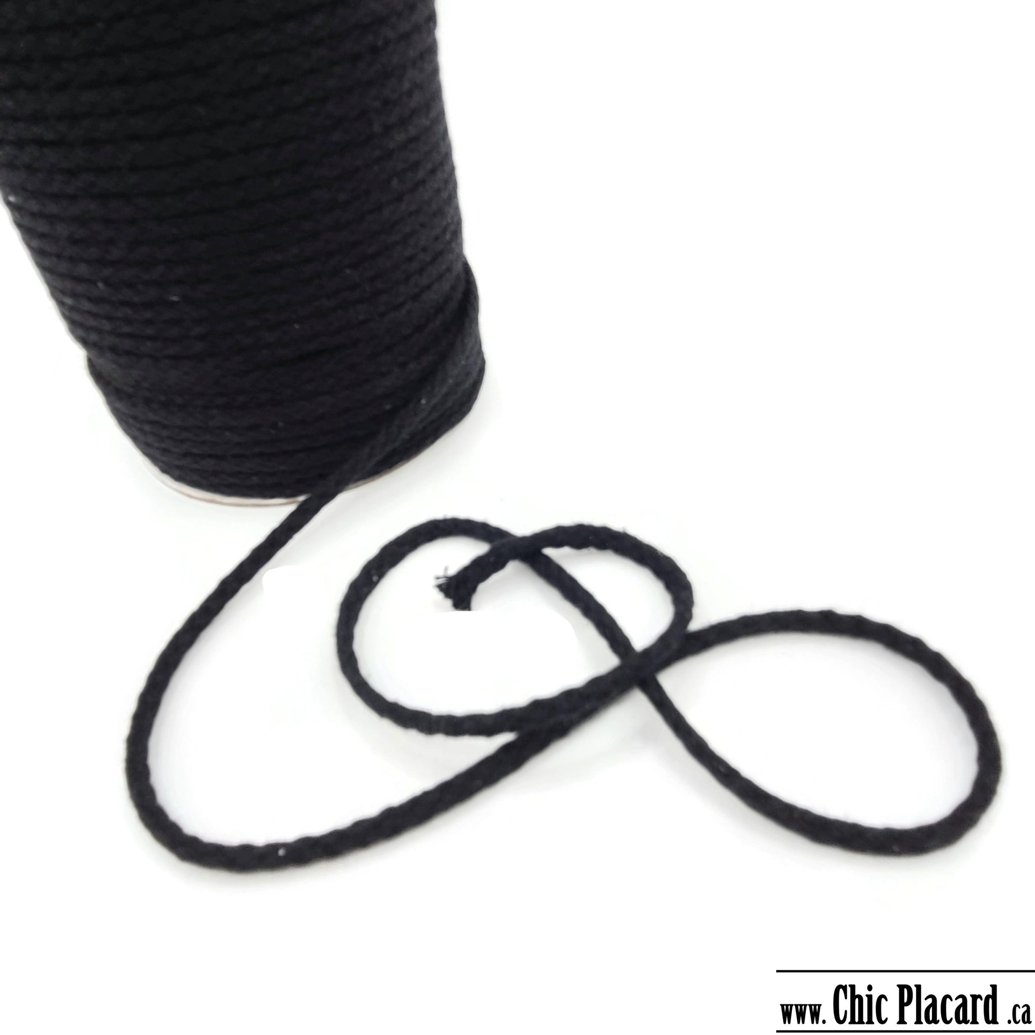 Black braided cotton cord 7mm (per meter) – Chic Placard