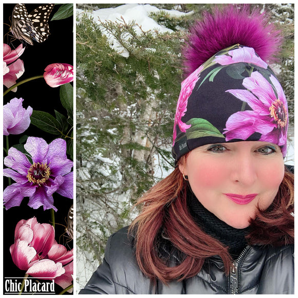 T235 Tuque Majestic Flowers * IN STOCK * Size: 21 inches