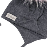 CHARCOAL GRAY mid-season tuque with drawstrings (in stock)