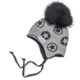 Gray beanie with stars SHERPA lined for winter size 2 - toddler (in stock)