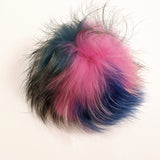 Real fur pompom multicolored blue pink & turquoise * small snaps *