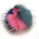 Pompon vraie fourrure multicolore bleu rose & turquoise * petits snaps *