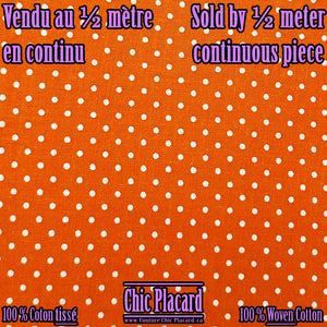 Orange à pois - 100% coton (au 1/2m)