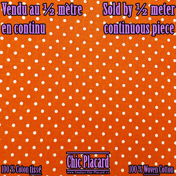 Orange à pois - 100% coton (au 1/2m)