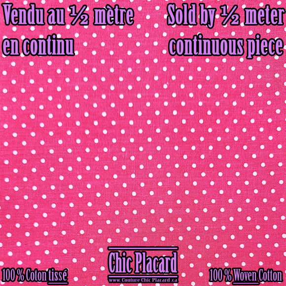 Pink - 100% non-stretch cotton (continuous, half yard)