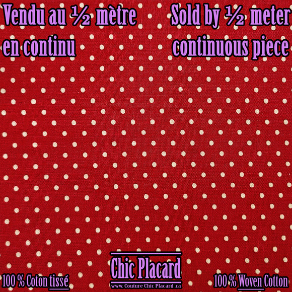 Rouge - 100% coton non-extensible (en continu, au demi-mètre)