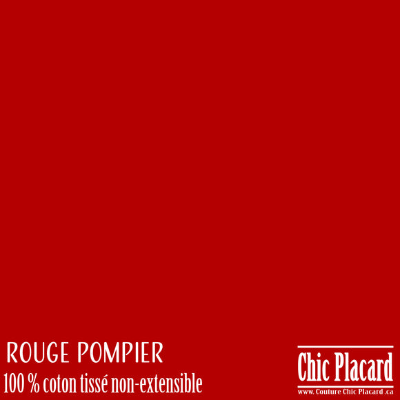 Rouge pompier - 100% coton non-extensible (au demi-mètre)