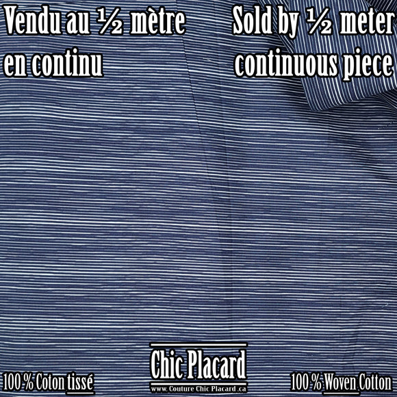 Blue striped-100% non-stretched cotton (continuously, half meter)