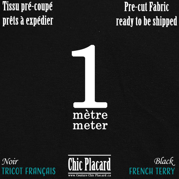 Noir - French Terry  1 mètre PRÉ-COUPÉ - Expédition rapide