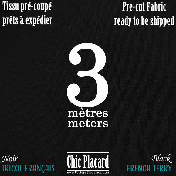 Noir - French Terry  3 mètres PRÉ-COUPÉ - Expédition rapide
