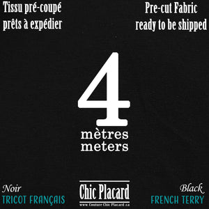 Noir - French Terry  4 mètres PRÉ-COUPÉ - Expédition rapide