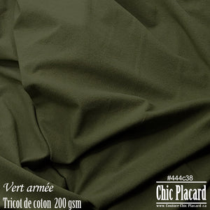 Army green-200 gsm cotton knitting (to half a meter)