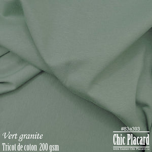 Vert granite - Tricot de coton 200 gsm (au demi-mètre)