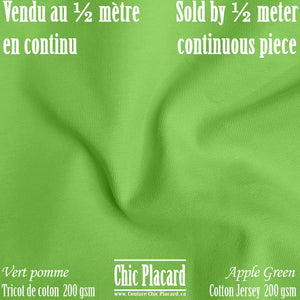 Vert Pomme - Tricot de coton 200 gsm (au demi-mètre)