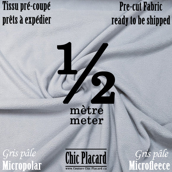 Micropolar gris pâle - 1/2 MÈTRE PRÉ-COUPÉ - EXPÉDITION RAPIDE