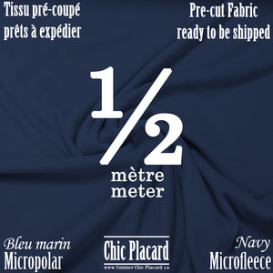 Micropolar Bleu marin - 1/2 MÈTRE PRÉ-COUPÉ - EXPÉDITION RAPIDE