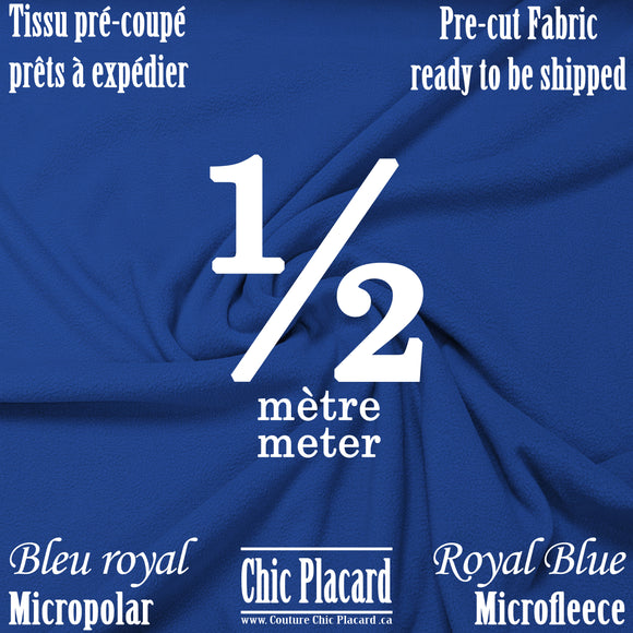 Micropolar bleu royal - 1/2 MÈTRE PRÉ-COUPÉ - EXPÉDITION RAPIDE