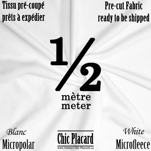 Micropolar blanc - 1/2 MÈTRE PRÉ-COUPÉ - EXPÉDITION RAPIDE
