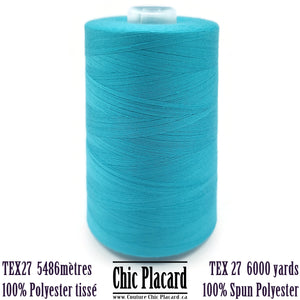 Fil de polyester tissé Tex27 5486m - Bleu azur #8249