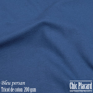 Bleu persan - Tricot de coton 200 gsm (au demi-mètre)