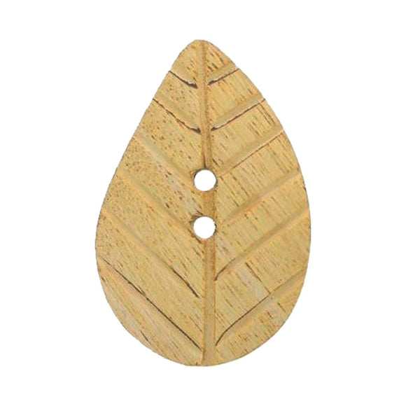 INSPIRE Button (1x) in leaf-shaped bamboo wood 35mm 1 3/8''