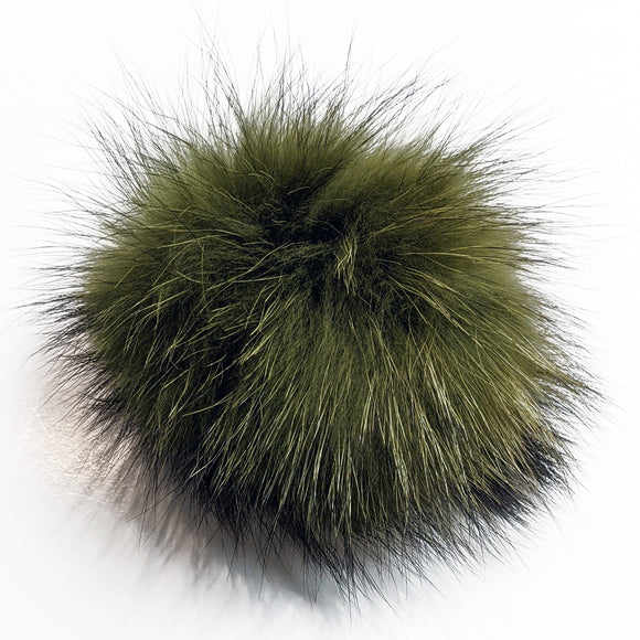 ARMY GREEN real fur pompom D13