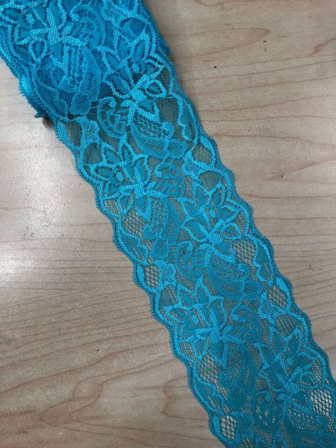 Deep blue-green color elastic lace-8 cm (sold at 1/2m)