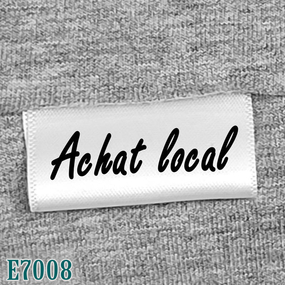 Buy local - White Woven Satin & Black Ink