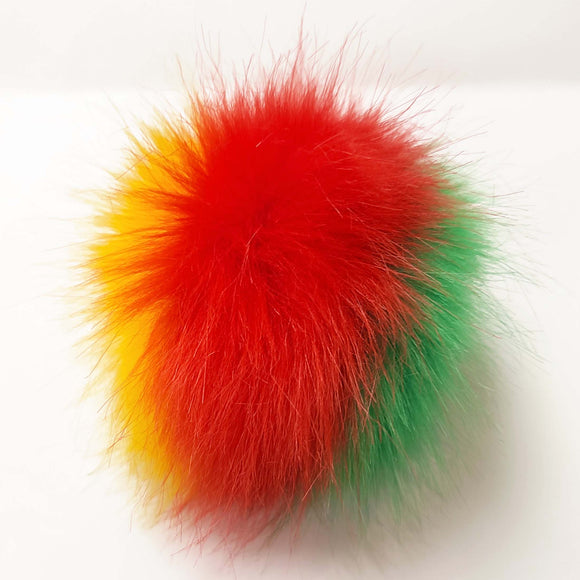 Synthetic pompom yellow red green 13 cm