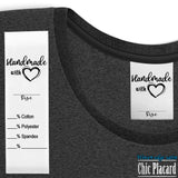 Handmade with heart - Woven satin & black ink 100mm