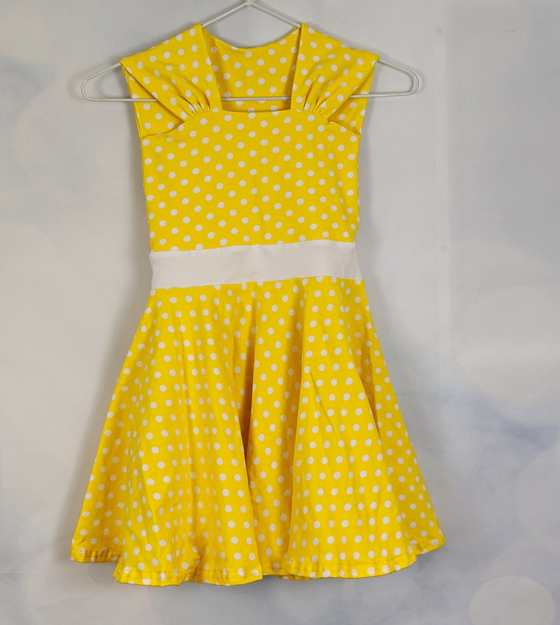Retro yellow polka dot dress for girls available in 6-12 months