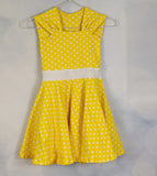 Retro yellow polka dot dress for girls - available in 6-12 months, 12-18 months or 5 years