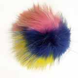 Real fur pompom multicolored blue pink & yellow * small snaps *