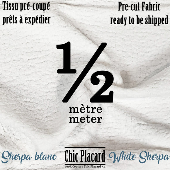 Sherpa blanc - 1/2 MÈTRE PRÉ-COUPÉ - EXPÉDITION RAPIDE