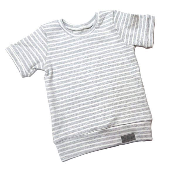 T-shirt gris rayé blanc - 4T