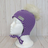 SHERPA-lined purple striped toque for winter (In stock!)