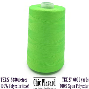 Fil de polyester tissé Tex27 5486m - Vert fluo #8382