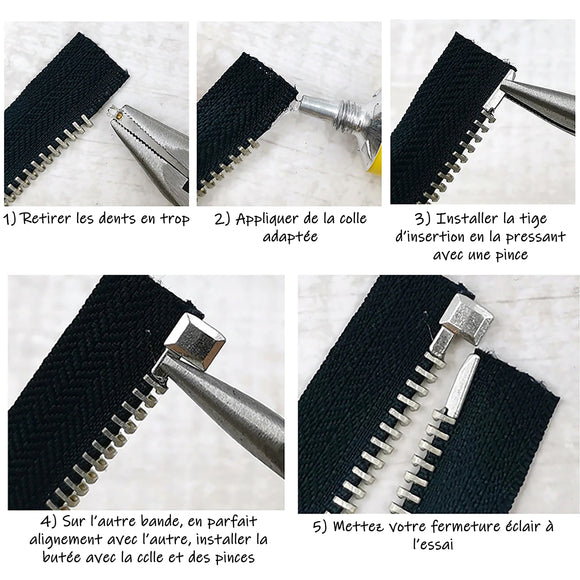 Lower stop + insert rod kit for black zipper #3